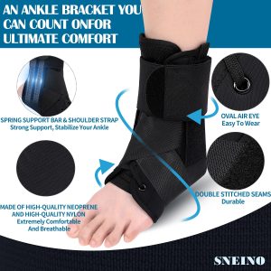 SNEINO Adjustable Ankle Support Brace : SNEINO Ankle Support Bracket – Breathable & Stabilizing Compression